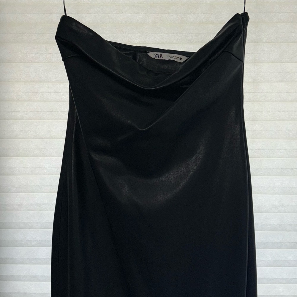 ZARA BLACK LEATHER MAXI TUBE DRESS IN A WOMENS SIZE SMALL